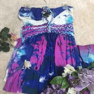 Cynthia Rowley Watercolor Halter Maxi Dress